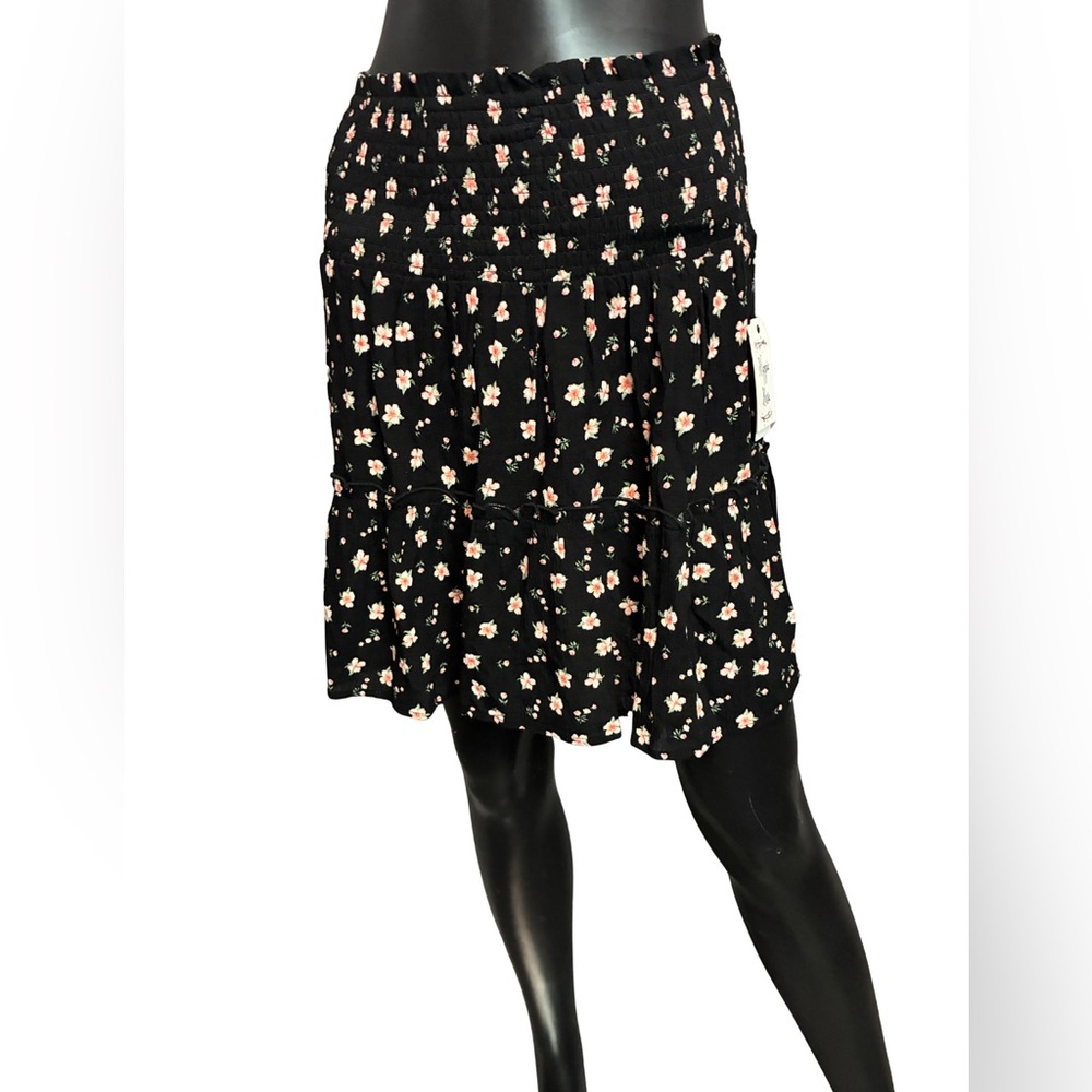 Hippie Rose Black Floral A-Line Skirt